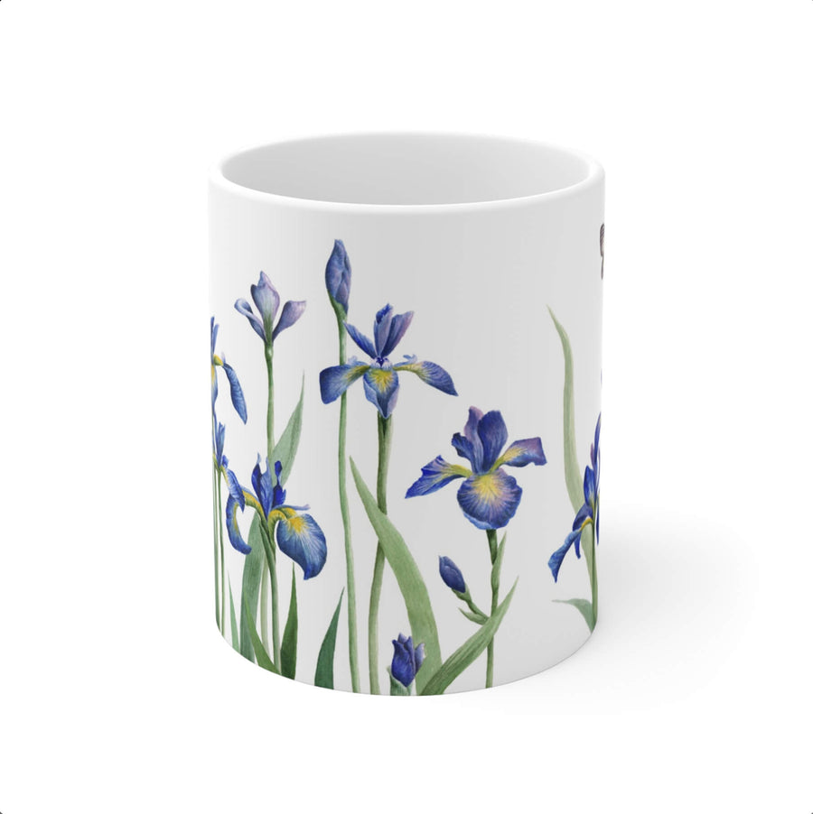 Blue Iris & Butterflies Ceramic Mug