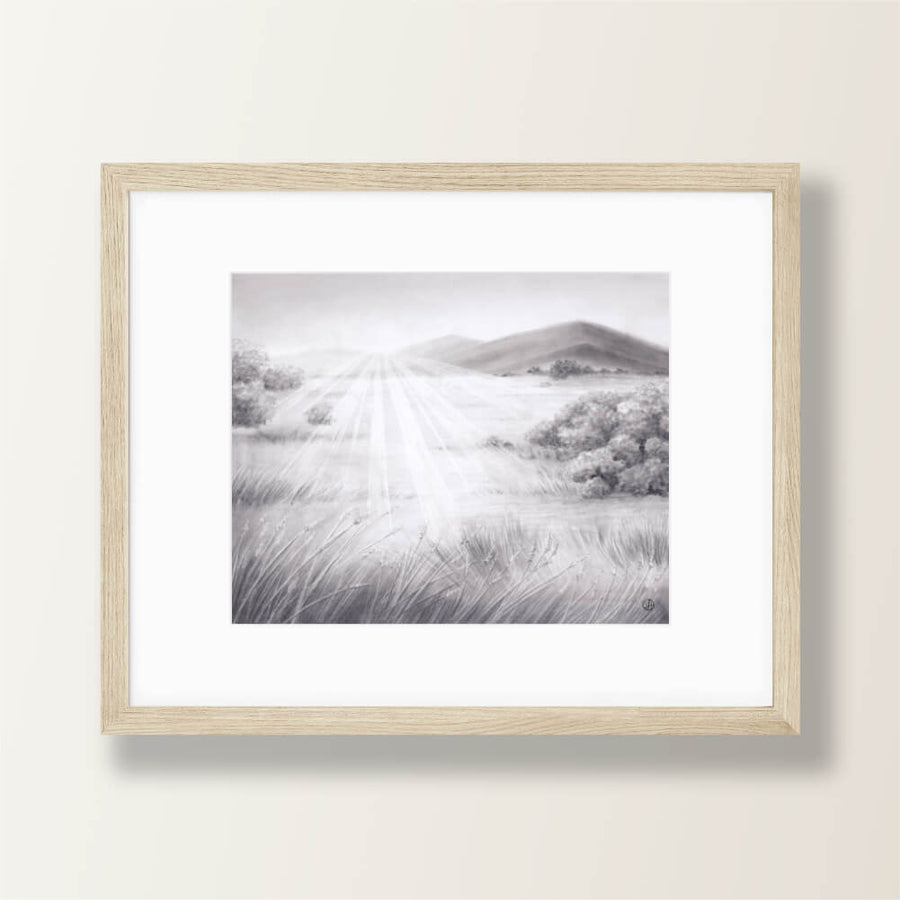 Sunlit Meadow Drawing | Art Print